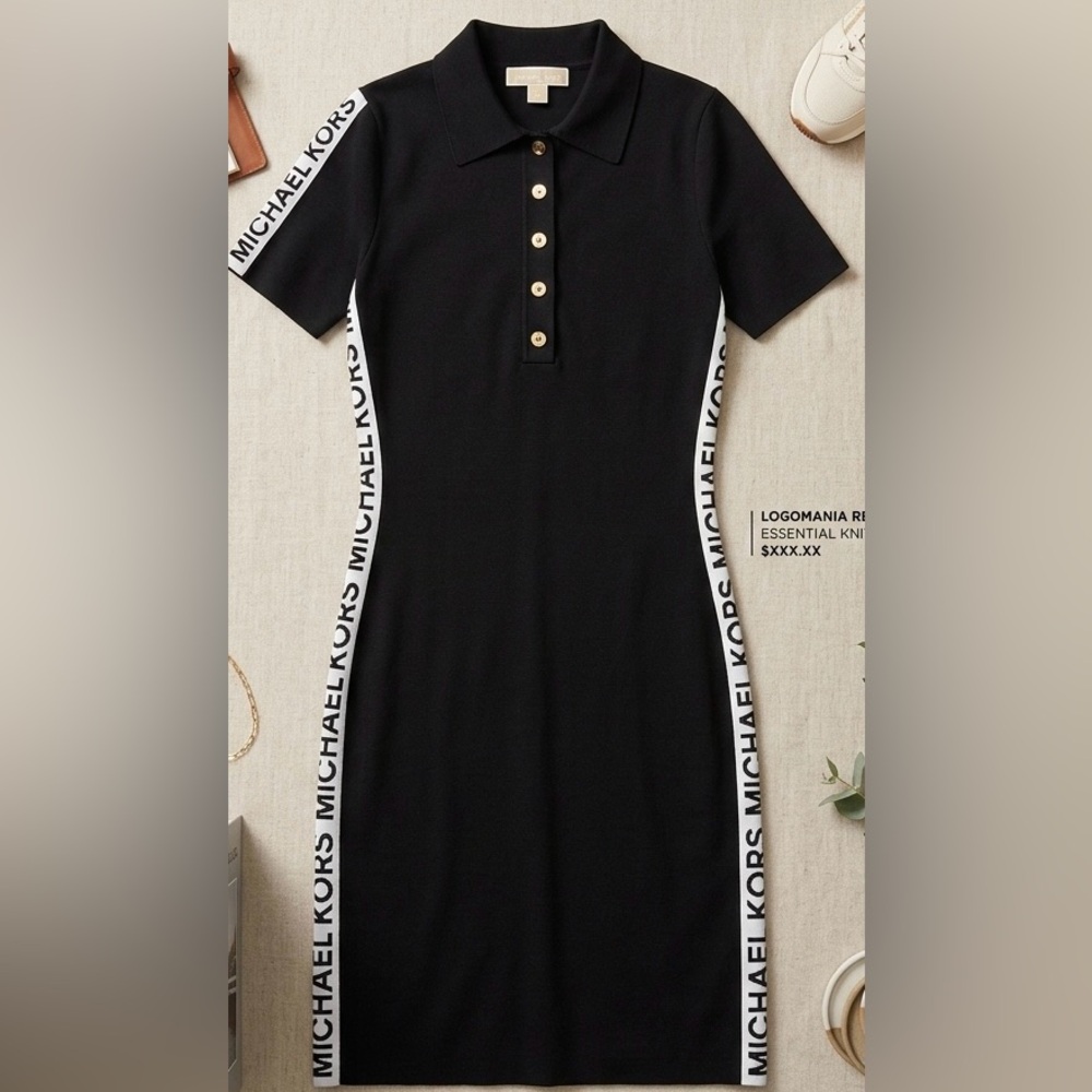 Michael Kors Black Dress with Logo Side Panels